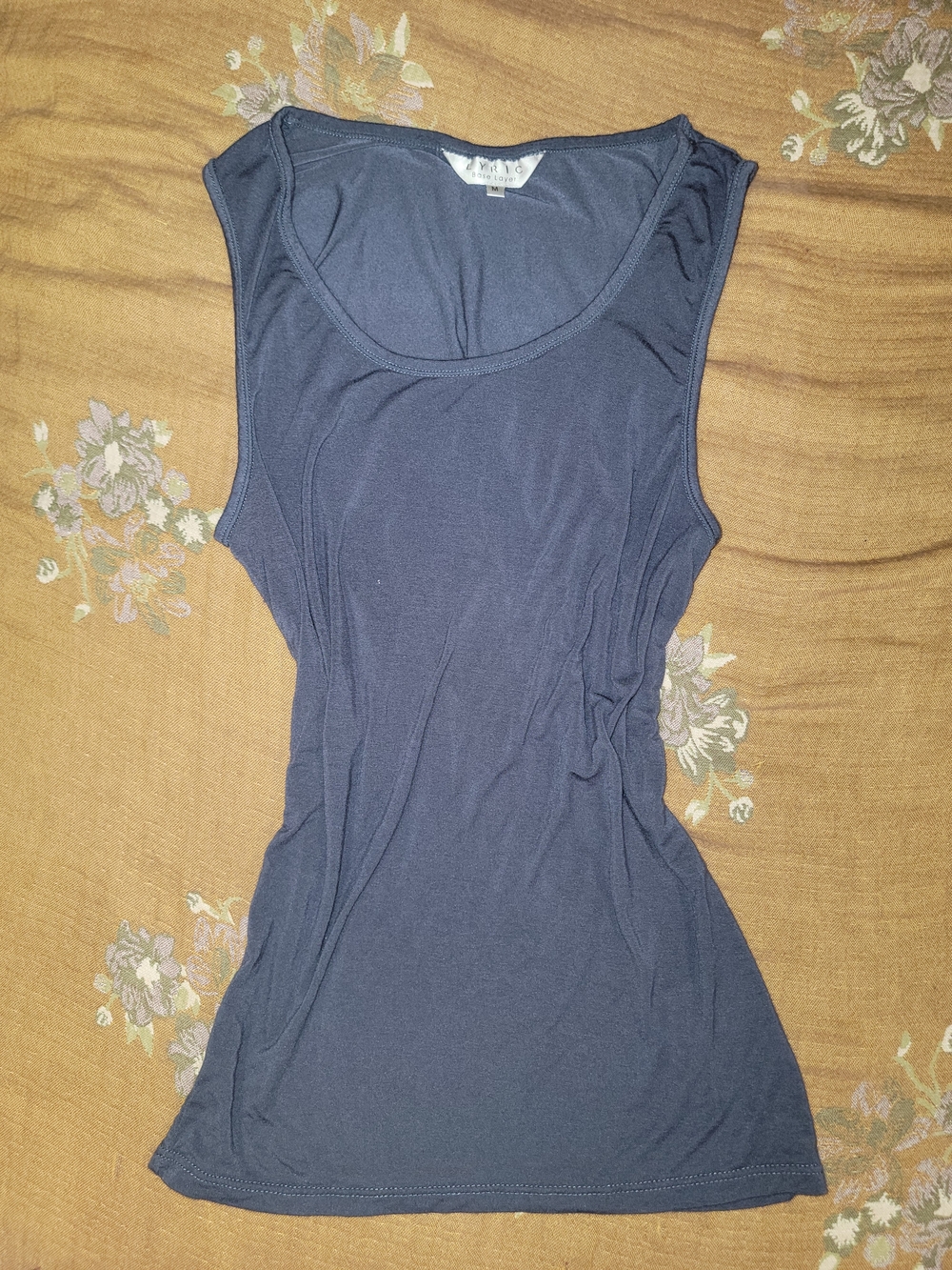 Classic Blue Bamboo Sleeveless Scoop Neck Tank Top New Size M